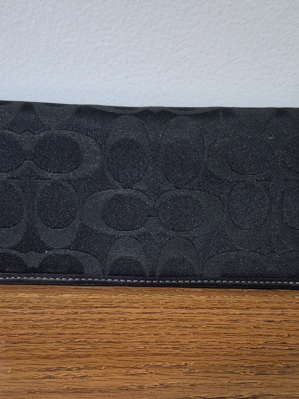 Coach Black Signature Jacquard Checkbook Cover